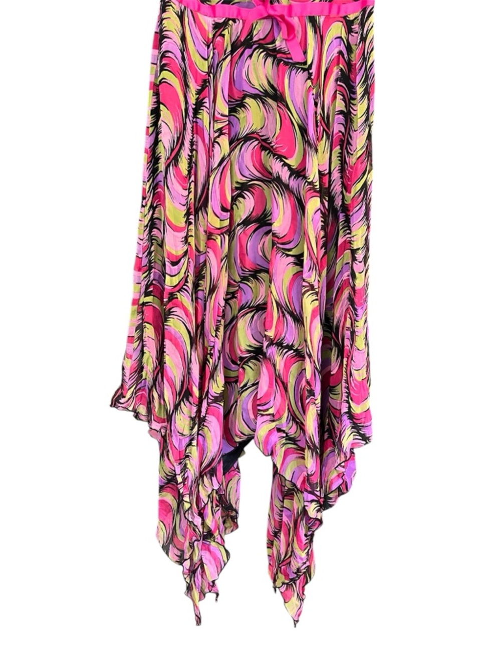 NWT Vintage Y2K Betsey Johnson New York Sheer Silk Handkerchief Hem Runway Dress - Picture 7 of 13